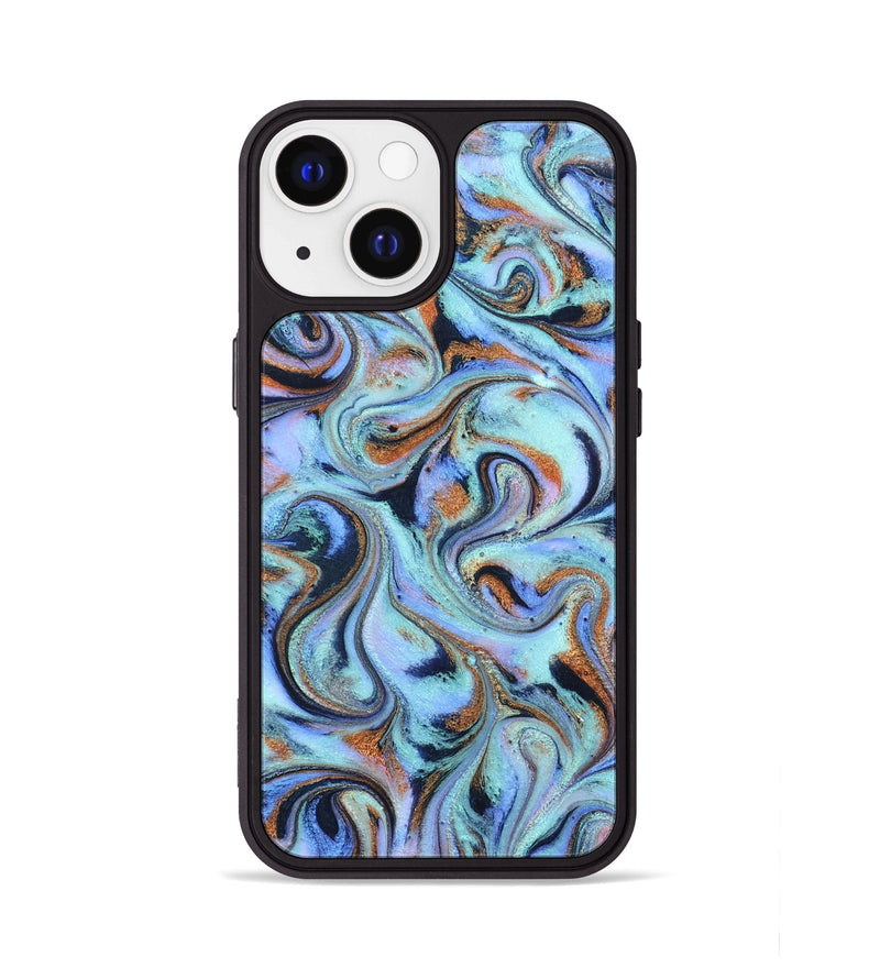 iPhone 13 ResinArt Phone Case - Keith (Teal & Gold, 819558)