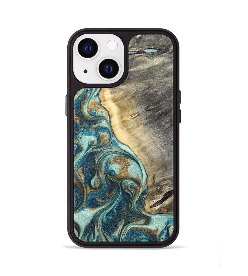 iPhone 13 Wood Phone Case - Gideon (Teal & Gold, 819580)